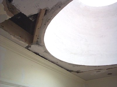 Ceiling filled with lath and plaster