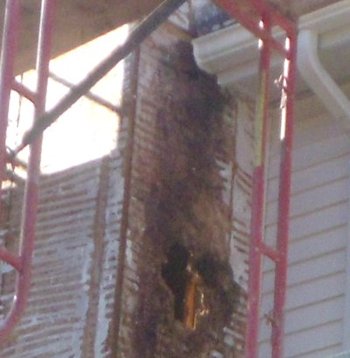 Rot on side of chimney is caused by a lack of a
              kickout flashing