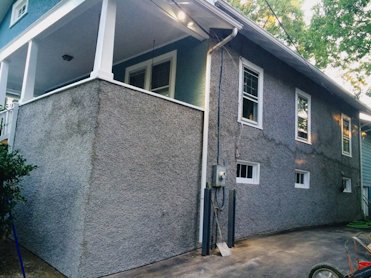 We replaced most of the pebble dash stucco on this pre 1920 bungalow Takoma Park, Maryland