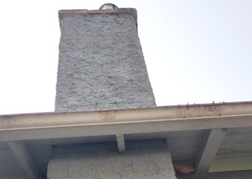 The chimney had been redone, but the top was failing and there was no flashing.