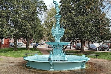 cast iron fountain in Chestertown, Maryland.