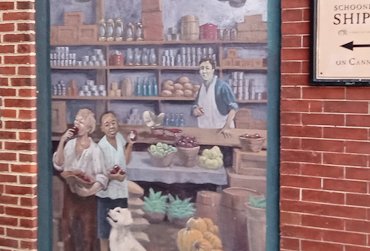 artist's mural of S. Frank Smith's grocery.