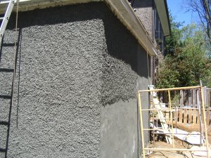 New pebble dash stucco house