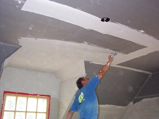 the whole ceiling is coated with veneer basecoat