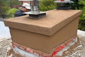Stucco replaced on this chimney in Arlington, Virginia