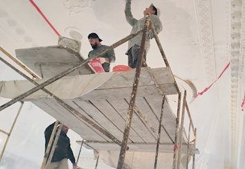 Emergency plaster repair at the Shoreham Hotel Ballroom in Washington, DC