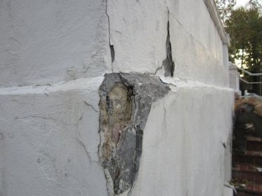 the front balcony had several
layers of patches