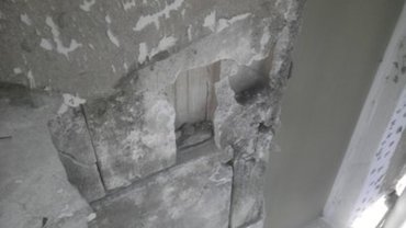 cThe stucco was done over gypsum blocks, known as gypblock