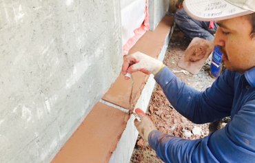 Joints in the stones are made using masking tape
