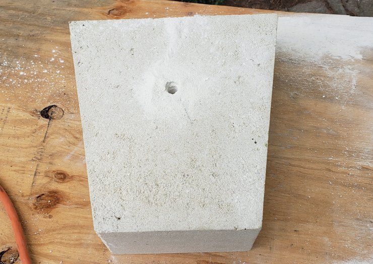Hole is drilled in the back of the pre cast keystone.