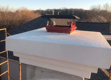 Metal cap was covered with lath and cement mortar in Potomac, Maryland