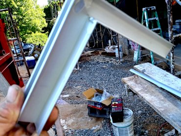 Pre made mitered outside corners.