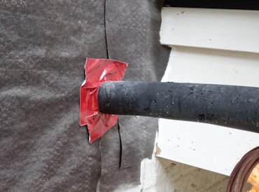 Back of pipes are sealed with tape.