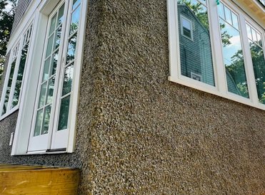 deteriorated terra cotta block wall