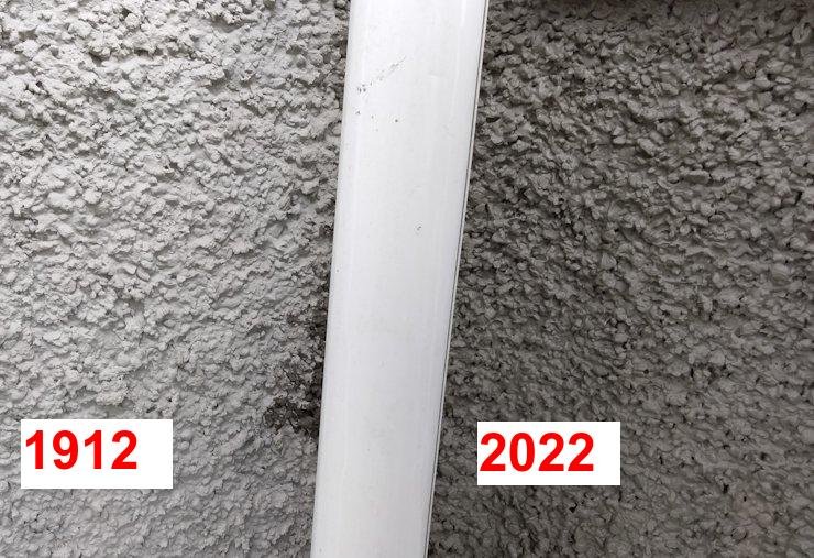 pea gravel matches the old stucco