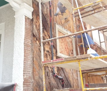 Bad rot is discovered under the porch roof