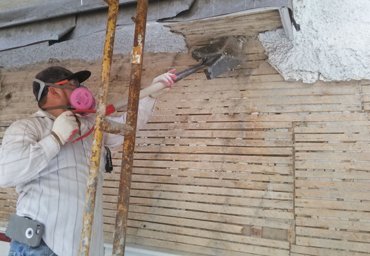 Old stucco peeled off