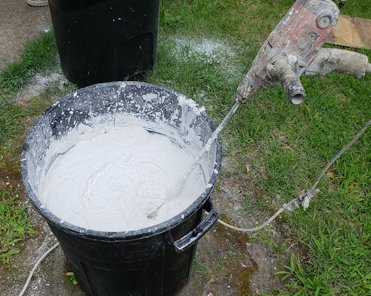 Lime is mixed outside