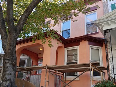 Stucco replaced on this 1909 Rowhouse Petworth area, Washington, DC