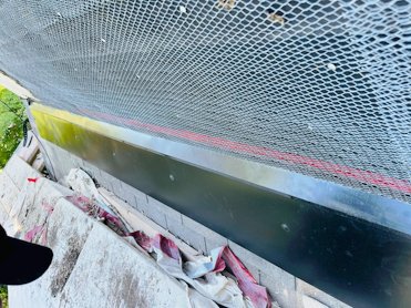 tucking the metal under the new apron