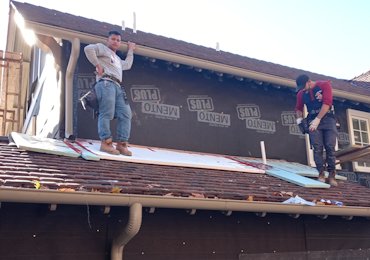 Styrofoam is used to cover and protect roof tiles.