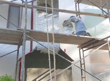 Sills are filled with brown mortar
