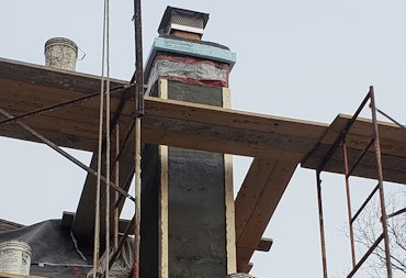 Outside corners are formed with lumber and filled in solid