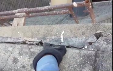 Gap is formed by EIFS separating.