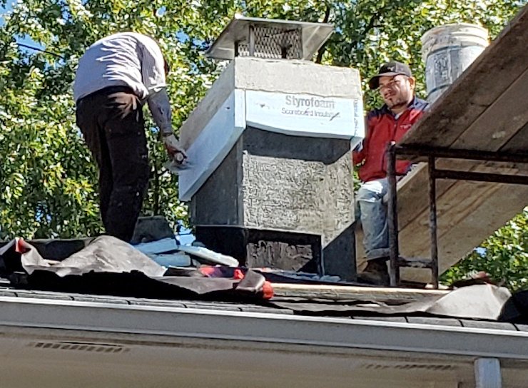 2 inch styrofoam works great for the chimney cap.