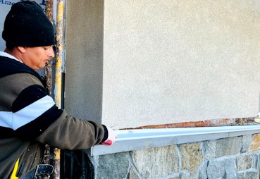 flashing over the stone water table.