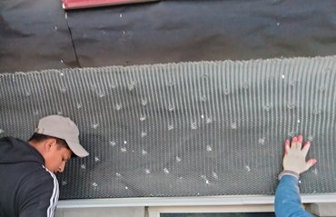 We made our own self furring lath by beating flat lath with a hammer