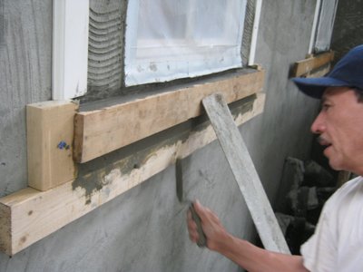 Solid stucco window sill