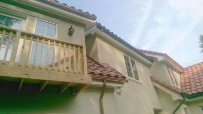 copper flashing put on the
              substrate before the stucco