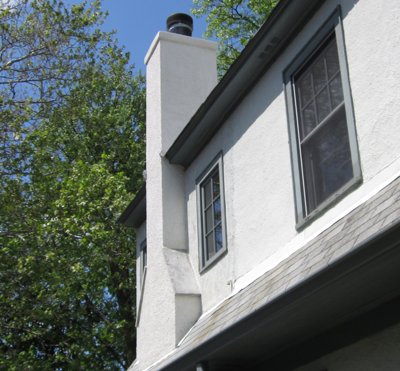 finished stucco chimney