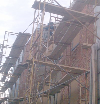 Old stucco removed