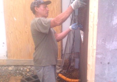 brown coat on stucco-arris
