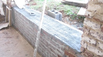 old retaining walls had the bricks replaced