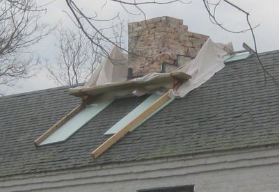 rebuilding and stuccoing the chimney