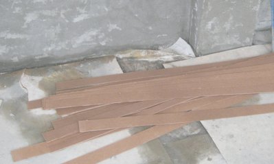masonite was ripped on a table saw.