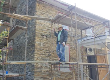 Historic re stucco on this circa 1830 house in Harpers Ferry, West Virginia