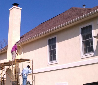 Real stucco on chimney