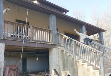 Pebble dash columns re-stuccoed in Linden, Virginia