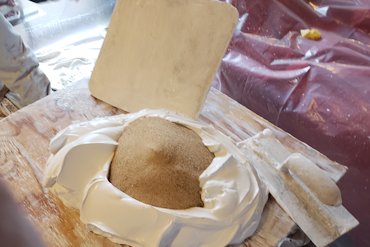 Sand finish plaster ceiling is patched. Plaster_repair_in_Reston,Virginia