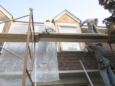 Roof is
              covered with plastic