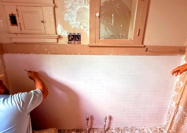 >Bathroom remodel in Arlington, Virginia.