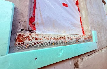 natural white cement window sills.