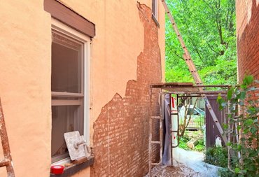 Stucco was failing on this 1864 house in Capitol Hill, Washington, DC