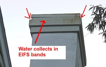 EIFS bands at the top of chimneys.
