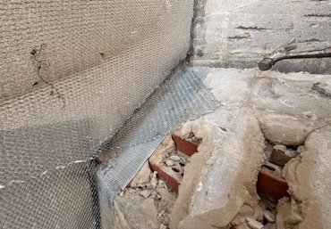 crumbling masonry in Reston, Virginia.