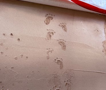 Baby feet in the mortar